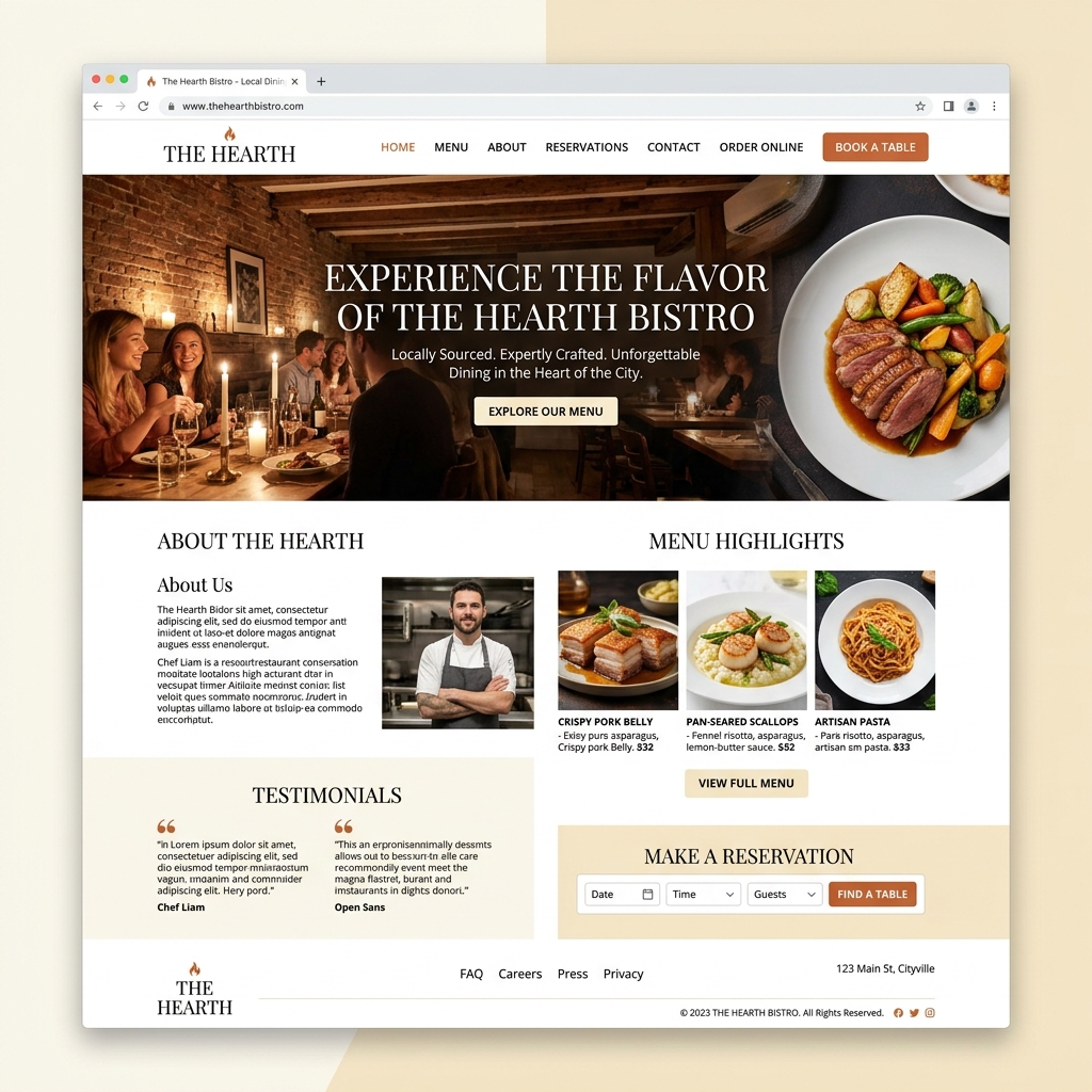 Ejemplo de web para restaurante