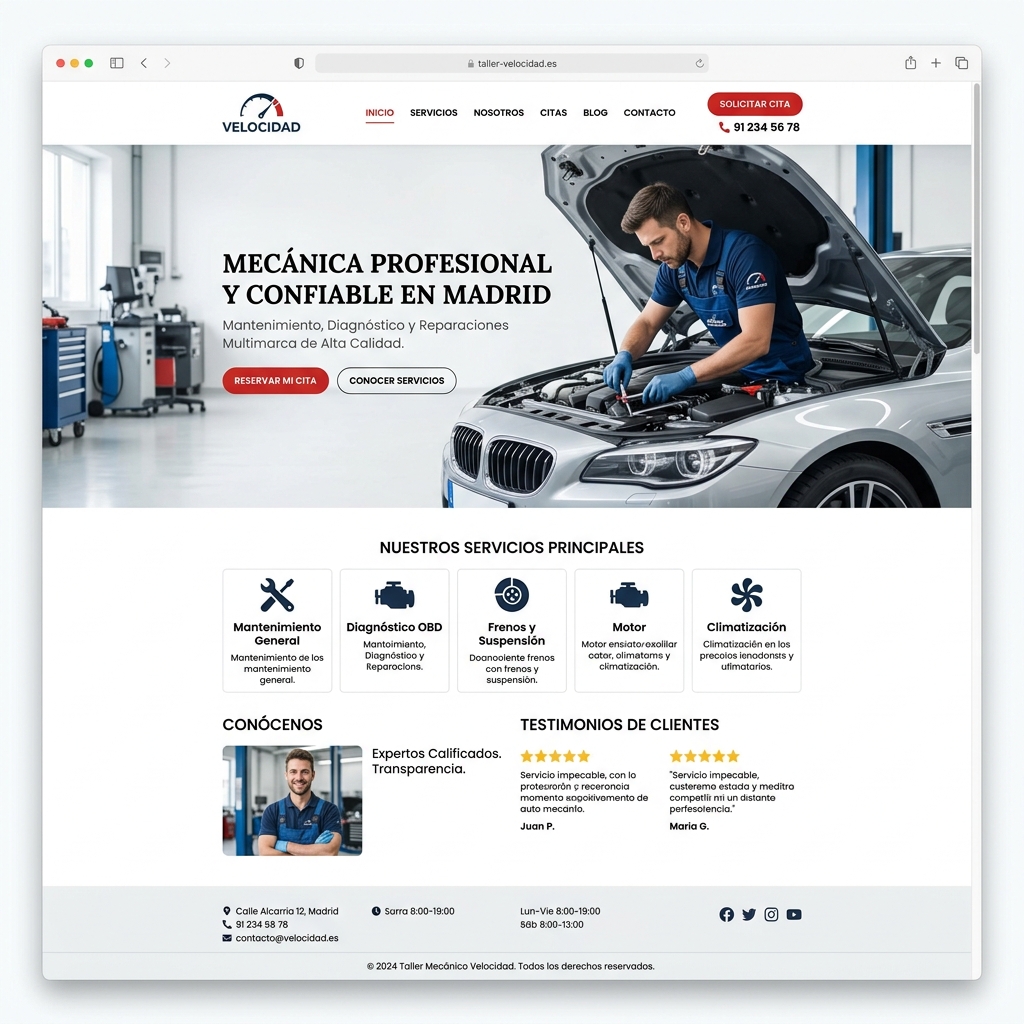Ejemplo de web para taller mecánico